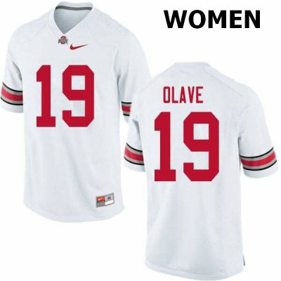 NCAA Ohio State Buckeyes Women's #19 Chris Olave White Nike Football College Jersey RWQ2845ZD